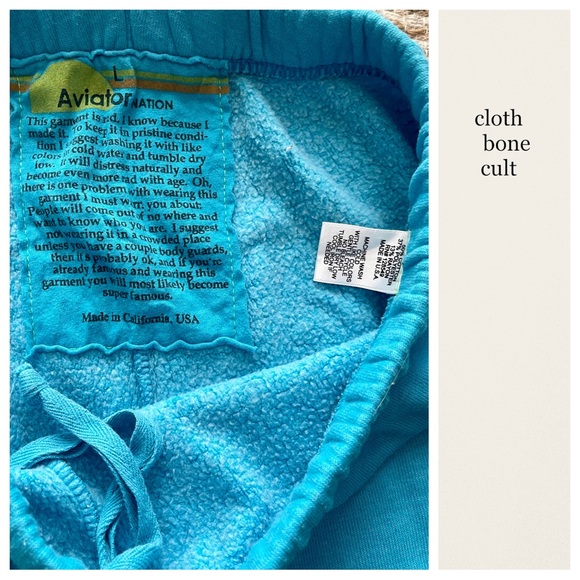 AVIATOR NATION Turquoise Blue Sweatpants (Large) - Picture 5 of 7